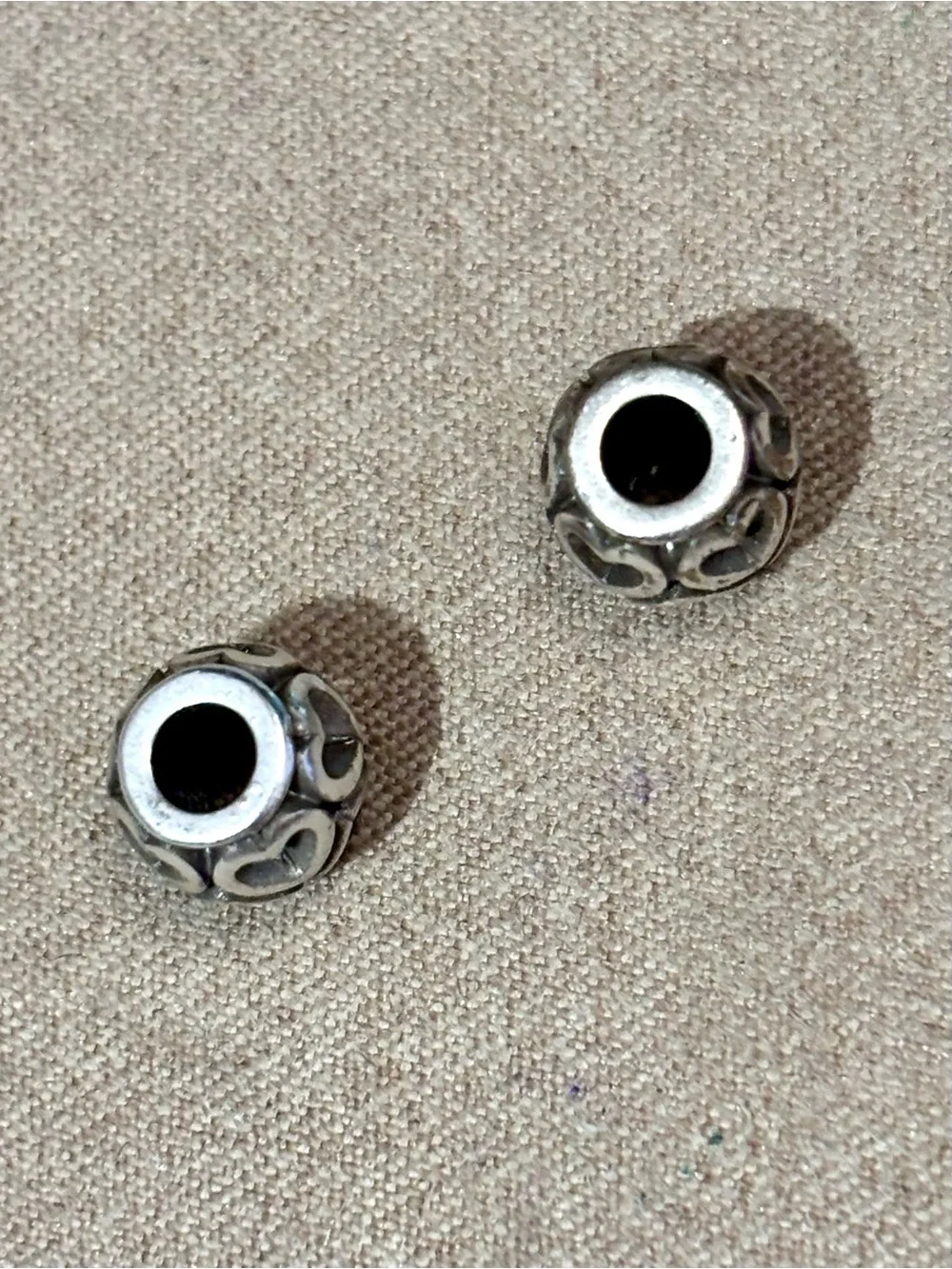 Two Brighton Mini Open Heart beads in Silver Fit MINI holders ONLY Retired